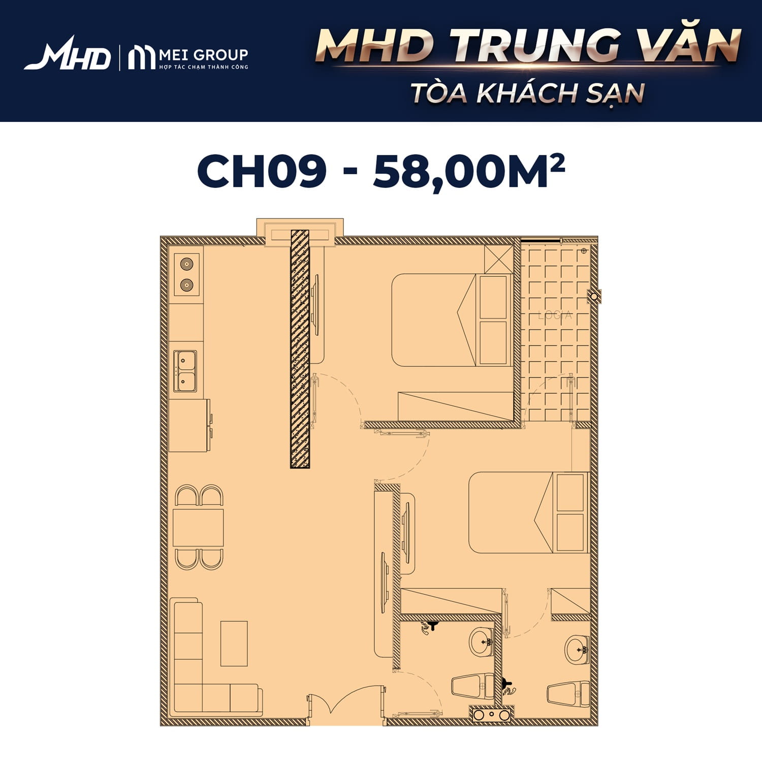 Căn hộ khách sạn MHD Trung Văn CH09