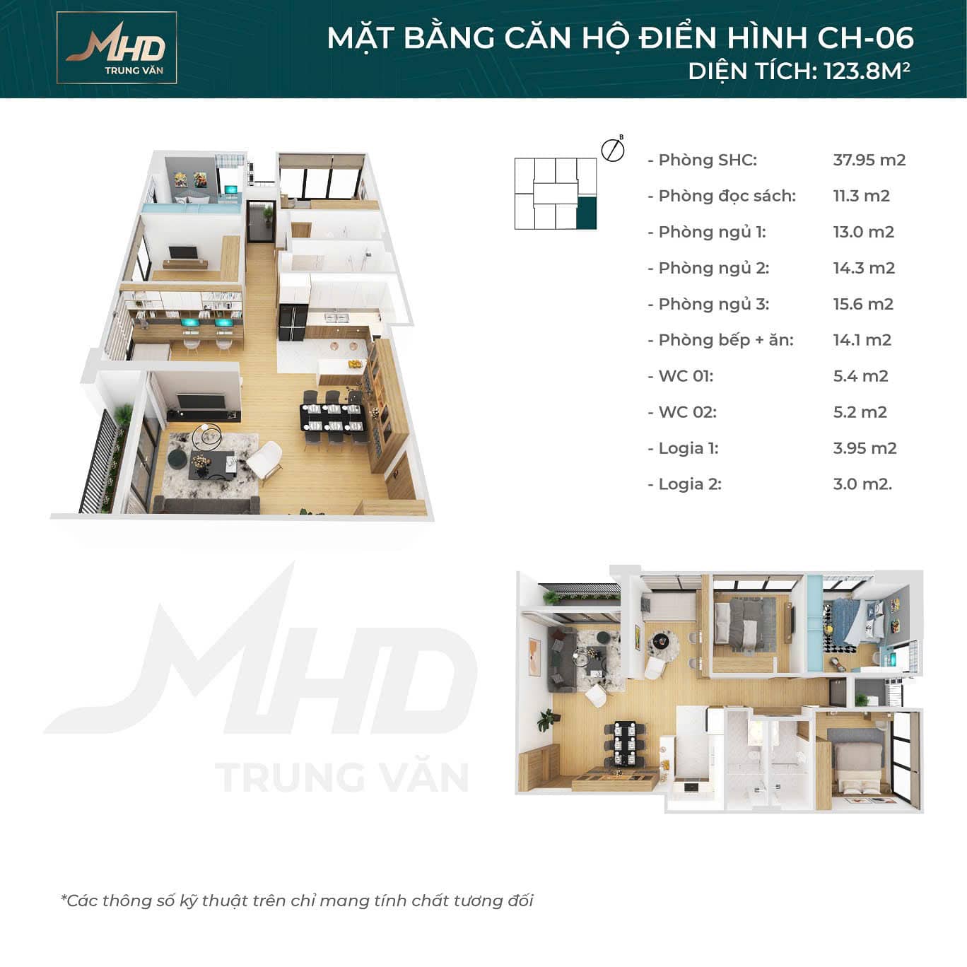 Mặt bằng căn hộ chung cư MHD Trung Văn CH 06